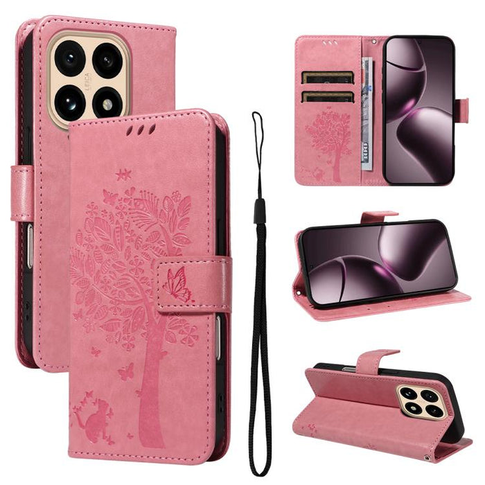 Funda para teléfono con tapa de cuero con estampado en relieve de árbol y gato, For Xiaomi Poco M7 4G 171mm, For Xiaomi 15T Pro 5G, For Xiaomi 15T 5G, For Xiaomi Poco M6 Pro 4G Global, For Xiaomi 15 Ultra 5G Global, For Xiaomi 14T Pro, For Xiaomi 14T  ...