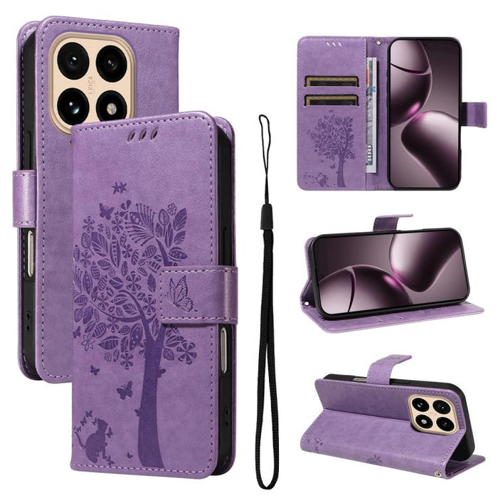 Funda para teléfono con tapa de cuero con estampado en relieve de árbol y gato, For Xiaomi Poco M7 4G 171mm, For Xiaomi 15T Pro 5G, For Xiaomi 15T 5G, For Xiaomi Poco M6 Pro 4G Global, For Xiaomi 15 Ultra 5G Global, For Xiaomi 14T Pro, For Xiaomi 14T  ...