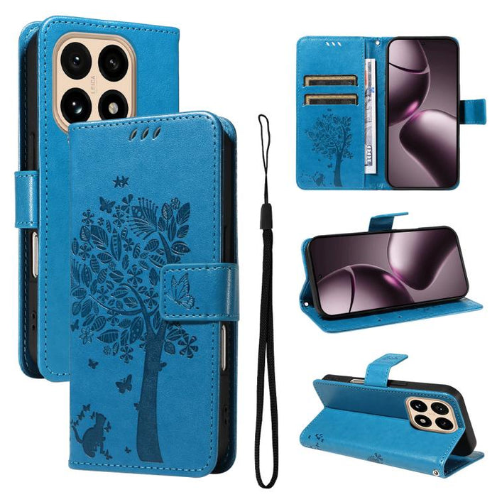 Funda para teléfono con tapa de cuero con estampado en relieve de árbol y gato, For Xiaomi Poco M7 4G 171mm, For Xiaomi 15T Pro 5G, For Xiaomi 15T 5G, For Xiaomi Poco M6 Pro 4G Global, For Xiaomi 15 Ultra 5G Global, For Xiaomi 14T Pro, For Xiaomi 14T  ...