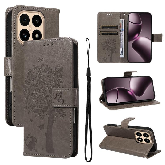 Funda para teléfono con tapa de cuero con estampado en relieve de árbol y gato, For Xiaomi Poco M7 4G 171mm, For Xiaomi 15T Pro 5G, For Xiaomi 15T 5G, For Xiaomi Poco M6 Pro 4G Global, For Xiaomi 15 Ultra 5G Global, For Xiaomi 14T Pro, For Xiaomi 14T  ...