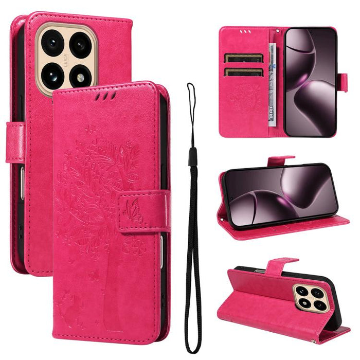 Funda para teléfono con tapa de cuero con estampado en relieve de árbol y gato, For Xiaomi Poco M7 4G 171mm, For Xiaomi 15T Pro 5G, For Xiaomi 15T 5G, For Xiaomi Poco M6 Pro 4G Global, For Xiaomi 15 Ultra 5G Global, For Xiaomi 14T Pro, For Xiaomi 14T  ...