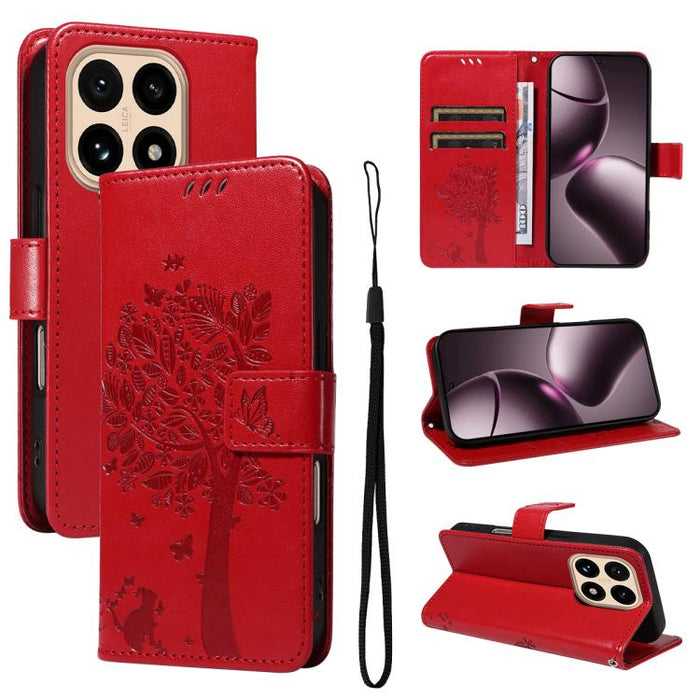 Funda para teléfono con tapa de cuero con estampado en relieve de árbol y gato, For Xiaomi Poco M7 4G 171mm, For Xiaomi 15T Pro 5G, For Xiaomi 15T 5G, For Xiaomi Poco M6 Pro 4G Global, For Xiaomi 15 Ultra 5G Global, For Xiaomi 14T Pro, For Xiaomi 14T  ...