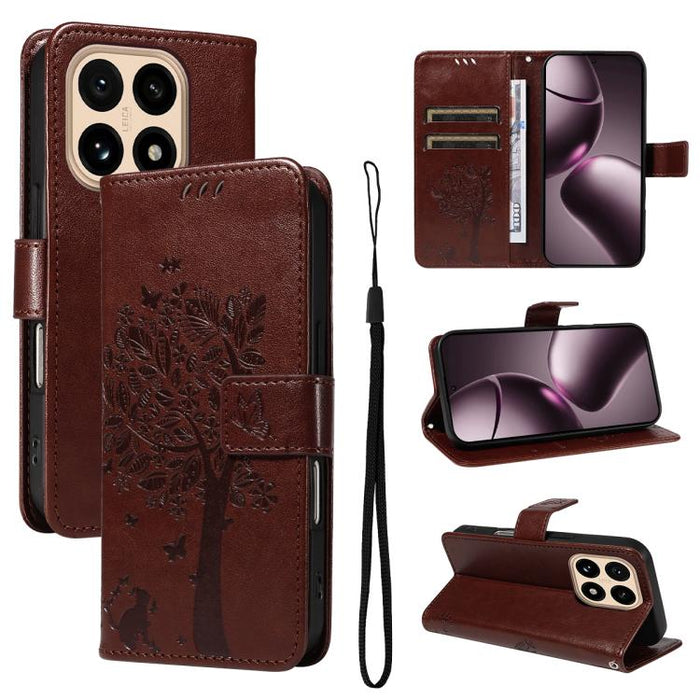 Funda para teléfono con tapa de cuero con estampado en relieve de árbol y gato, For Xiaomi Poco M7 4G 171mm, For Xiaomi 15T Pro 5G, For Xiaomi 15T 5G, For Xiaomi Poco M6 Pro 4G Global, For Xiaomi 15 Ultra 5G Global, For Xiaomi 14T Pro, For Xiaomi 14T  ...