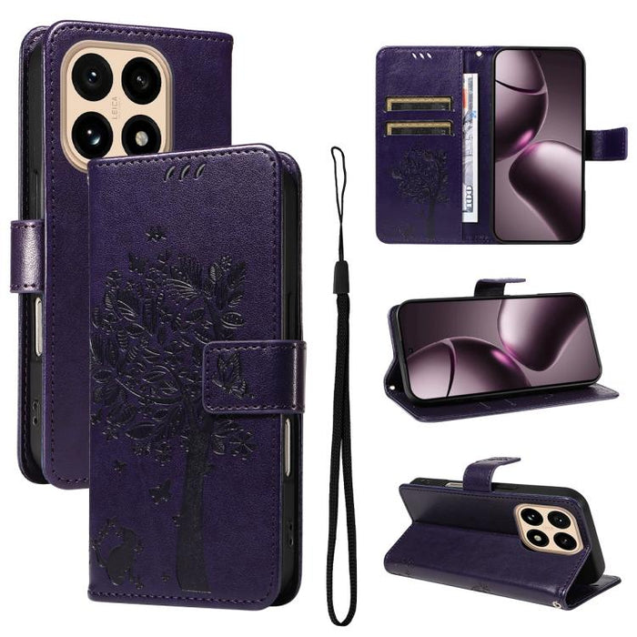 Funda para teléfono con tapa de cuero con estampado en relieve de árbol y gato, For Xiaomi Poco M7 4G 171mm, For Xiaomi 15T Pro 5G, For Xiaomi 15T 5G, For Xiaomi Poco M6 Pro 4G Global, For Xiaomi 15 Ultra 5G Global, For Xiaomi 14T Pro, For Xiaomi 14T  ...