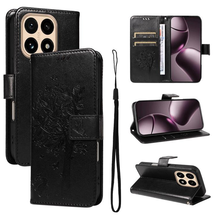Funda para teléfono con tapa de cuero con estampado en relieve de árbol y gato, For Xiaomi Poco M7 4G 171mm, For Xiaomi 15T Pro 5G, For Xiaomi 15T 5G, For Xiaomi Poco M6 Pro 4G Global, For Xiaomi 15 Ultra 5G Global, For Xiaomi 14T Pro, For Xiaomi 14T  ...