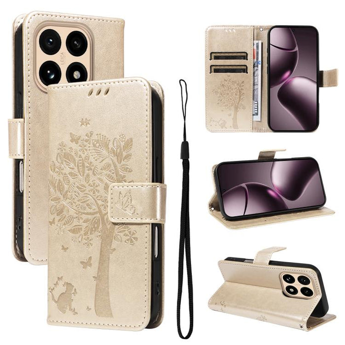 Funda para teléfono con tapa de cuero con estampado en relieve de árbol y gato, For Xiaomi Poco M7 4G 171mm, For Xiaomi 15T Pro 5G, For Xiaomi 15T 5G, For Xiaomi Poco M6 Pro 4G Global, For Xiaomi 15 Ultra 5G Global, For Xiaomi 14T Pro, For Xiaomi 14T  ...