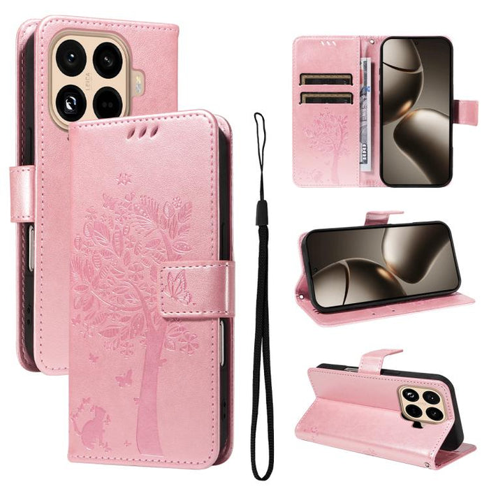 Funda para teléfono con tapa de cuero con estampado en relieve de árbol y gato, For Xiaomi Poco M7 4G 171mm, For Xiaomi 15T Pro 5G, For Xiaomi 15T 5G, For Xiaomi Poco M6 Pro 4G Global, For Xiaomi 15 Ultra 5G Global, For Xiaomi 14T Pro, For Xiaomi 14T  ...