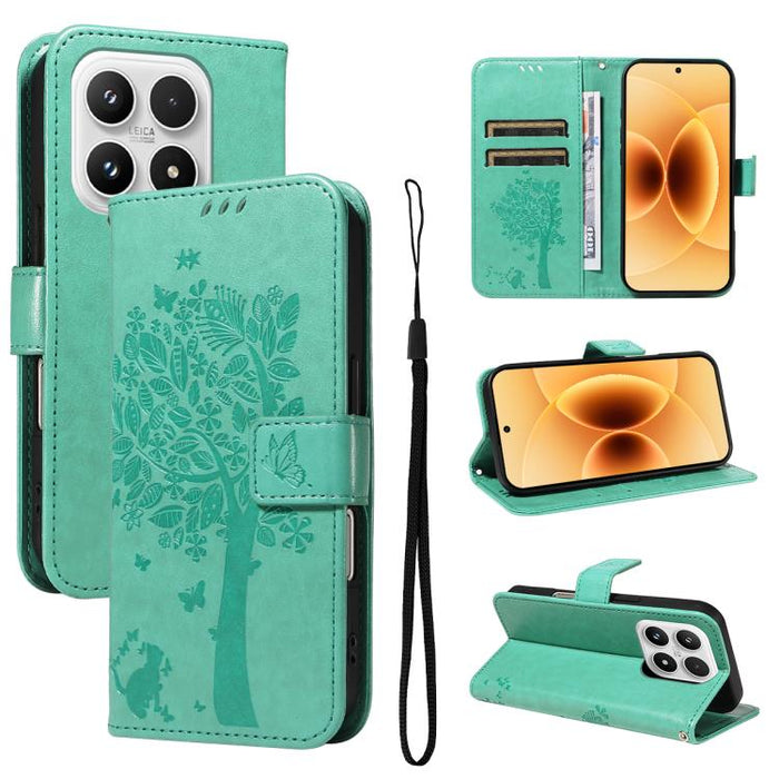 Funda para teléfono con tapa de cuero con estampado en relieve de árbol y gato, For Xiaomi 17 Max 5G, For Xiaomi 17T Pro 5G Global, For Xiaomi 17T 5G Global, For Xiaomi Poco X8 Pro Max 5G, For Xiaomi 17 Ultra, For Xiaomi 17 Pro Max, For Xiaomi 17      ...
