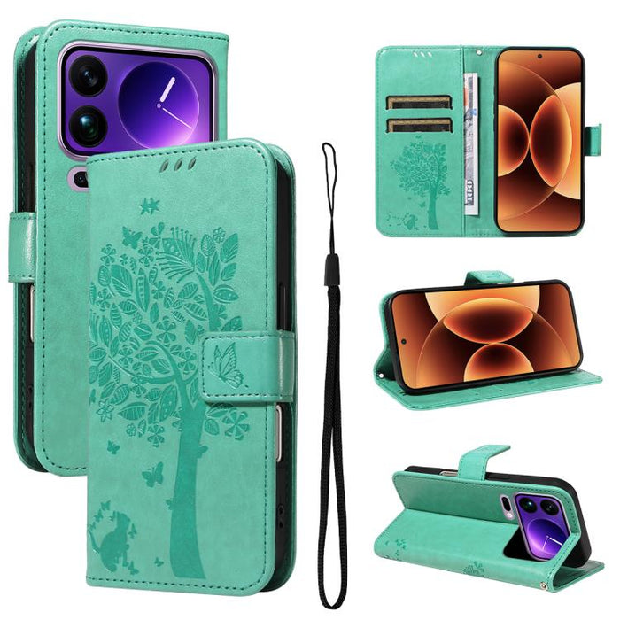 Funda para teléfono con tapa de cuero con estampado en relieve de árbol y gato, For Xiaomi 17 Max 5G, For Xiaomi 17T Pro 5G Global, For Xiaomi 17T 5G Global, For Xiaomi Poco X8 Pro Max 5G, For Xiaomi 17 Ultra, For Xiaomi 17 Pro Max, For Xiaomi 17      ...
