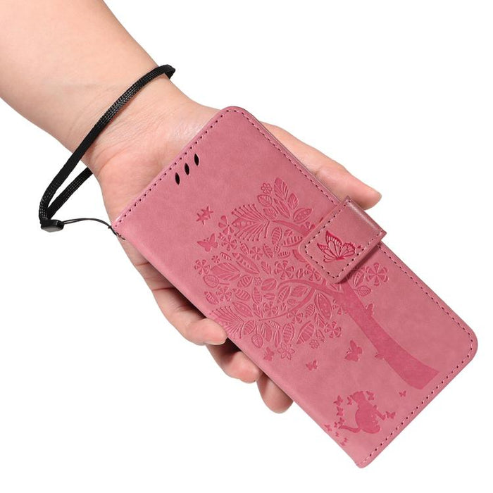 Funda para teléfono con tapa de cuero con estampado en relieve de árbol y gato, For Xiaomi Poco M7 4G 171mm, For Xiaomi 15T Pro 5G, For Xiaomi 15T 5G, For Xiaomi Poco M6 Pro 4G Global, For Xiaomi 15 Ultra 5G Global, For Xiaomi 14T Pro, For Xiaomi 14T  ...