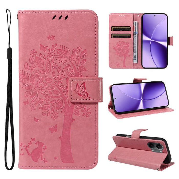 Funda para teléfono con tapa de cuero con estampado en relieve de árbol y gato, For Xiaomi 17 Max 5G, For Xiaomi 17T Pro 5G Global, For Xiaomi 17T 5G Global, For Xiaomi Poco X8 Pro Max 5G, For Xiaomi 17 Ultra, For Xiaomi 17 Pro Max, For Xiaomi 17      ...