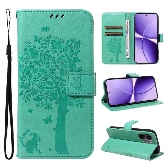 Funda para teléfono con tapa de cuero con estampado en relieve de árbol y gato, For Xiaomi 17 Max 5G, For Xiaomi 17T Pro 5G Global, For Xiaomi 17T 5G Global, For Xiaomi Poco X8 Pro Max 5G, For Xiaomi 17 Ultra, For Xiaomi 17 Pro Max, For Xiaomi 17      ...