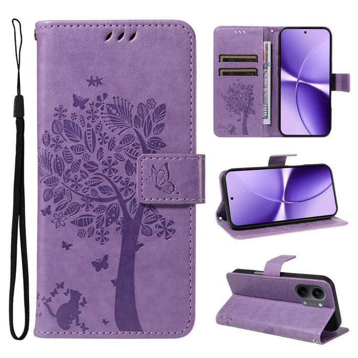 Funda para teléfono con tapa de cuero con estampado en relieve de árbol y gato, For Xiaomi 17 Max 5G, For Xiaomi 17T Pro 5G Global, For Xiaomi 17T 5G Global, For Xiaomi Poco X8 Pro Max 5G, For Xiaomi 17 Ultra, For Xiaomi 17 Pro Max, For Xiaomi 17      ...