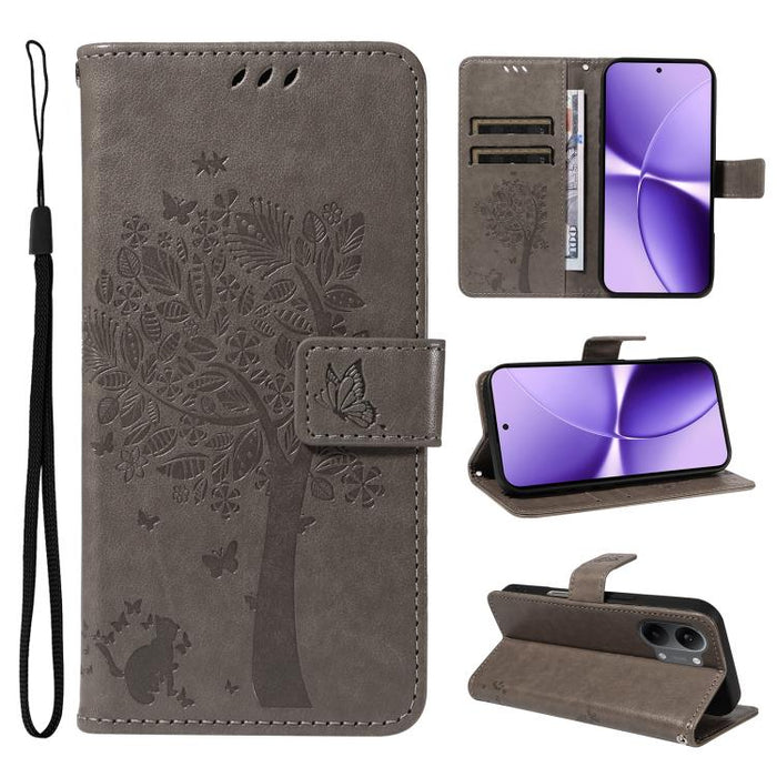 Funda para teléfono con tapa de cuero con estampado en relieve de árbol y gato, For Xiaomi 17 Max 5G, For Xiaomi 17T Pro 5G Global, For Xiaomi 17T 5G Global, For Xiaomi Poco X8 Pro Max 5G, For Xiaomi 17 Ultra, For Xiaomi 17 Pro Max, For Xiaomi 17      ...