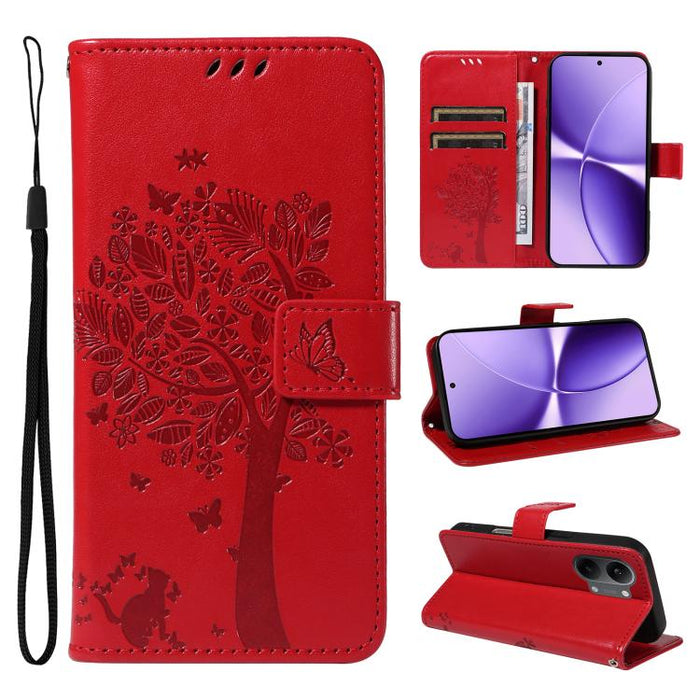 Funda para teléfono con tapa de cuero con estampado en relieve de árbol y gato, For Xiaomi 17 Max 5G, For Xiaomi 17T Pro 5G Global, For Xiaomi 17T 5G Global, For Xiaomi Poco X8 Pro Max 5G, For Xiaomi 17 Ultra, For Xiaomi 17 Pro Max, For Xiaomi 17      ...