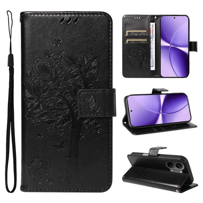 Funda para teléfono con tapa de cuero con estampado en relieve de árbol y gato, For Xiaomi 17 Max 5G, For Xiaomi 17T Pro 5G Global, For Xiaomi 17T 5G Global, For Xiaomi Poco X8 Pro Max 5G, For Xiaomi 17 Ultra, For Xiaomi 17 Pro Max, For Xiaomi 17      ...