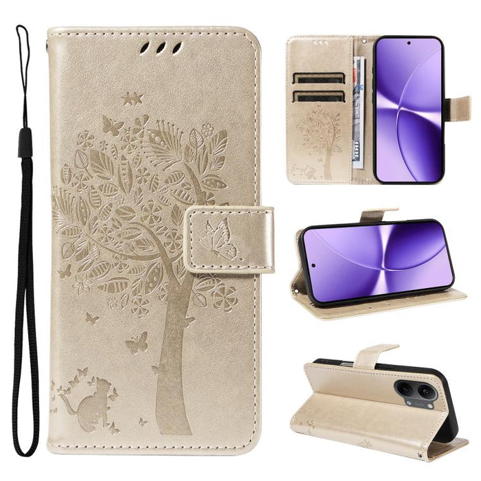 Funda para teléfono con tapa de cuero con estampado en relieve de árbol y gato, For Xiaomi 17 Max 5G, For Xiaomi 17T Pro 5G Global, For Xiaomi 17T 5G Global, For Xiaomi Poco X8 Pro Max 5G, For Xiaomi 17 Ultra, For Xiaomi 17 Pro Max, For Xiaomi 17      ...