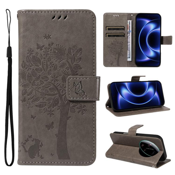 Funda para teléfono con tapa de cuero con estampado en relieve de árbol y gato, For Xiaomi 17 Max 5G, For Xiaomi 17T Pro 5G Global, For Xiaomi 17T 5G Global, For Xiaomi Poco X8 Pro Max 5G, For Xiaomi 17 Ultra, For Xiaomi 17 Pro Max, For Xiaomi 17      ...