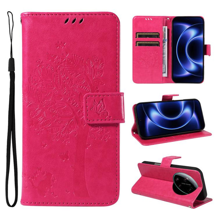 Funda para teléfono con tapa de cuero con estampado en relieve de árbol y gato, For Xiaomi 17 Max 5G, For Xiaomi 17T Pro 5G Global, For Xiaomi 17T 5G Global, For Xiaomi Poco X8 Pro Max 5G, For Xiaomi 17 Ultra, For Xiaomi 17 Pro Max, For Xiaomi 17      ...