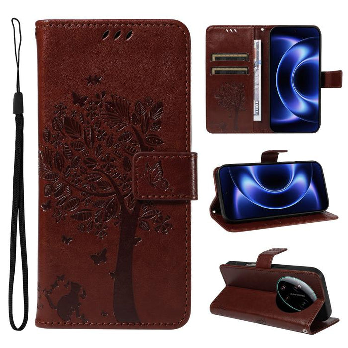 Funda para teléfono con tapa de cuero con estampado en relieve de árbol y gato, For Xiaomi 17 Max 5G, For Xiaomi 17T Pro 5G Global, For Xiaomi 17T 5G Global, For Xiaomi Poco X8 Pro Max 5G, For Xiaomi 17 Ultra, For Xiaomi 17 Pro Max, For Xiaomi 17      ...