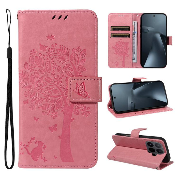 Funda para teléfono con tapa de cuero con estampado en relieve de árbol y gato, For Xiaomi 17 Max 5G, For Xiaomi 17T Pro 5G Global, For Xiaomi 17T 5G Global, For Xiaomi Poco X8 Pro Max 5G, For Xiaomi 17 Ultra, For Xiaomi 17 Pro Max, For Xiaomi 17      ...