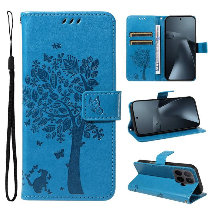 Funda para teléfono con tapa de cuero con estampado en relieve de árbol y gato, For Xiaomi 17 Max 5G, For Xiaomi 17T Pro 5G Global, For Xiaomi 17T 5G Global, For Xiaomi Poco X8 Pro Max 5G, For Xiaomi 17 Ultra, For Xiaomi 17 Pro Max, For Xiaomi 17      ...