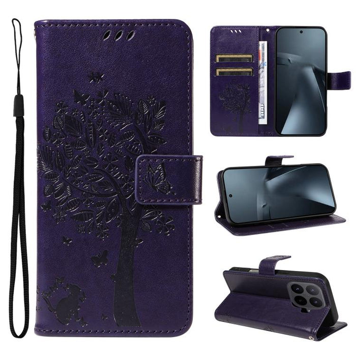Funda para teléfono con tapa de cuero con estampado en relieve de árbol y gato, For Xiaomi 17 Max 5G, For Xiaomi 17T Pro 5G Global, For Xiaomi 17T 5G Global, For Xiaomi Poco X8 Pro Max 5G, For Xiaomi 17 Ultra, For Xiaomi 17 Pro Max, For Xiaomi 17      ...