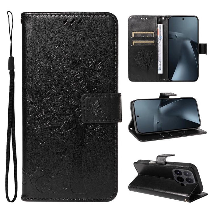 Funda para teléfono con tapa de cuero con estampado en relieve de árbol y gato, For Xiaomi 17 Max 5G, For Xiaomi 17T Pro 5G Global, For Xiaomi 17T 5G Global, For Xiaomi Poco X8 Pro Max 5G, For Xiaomi 17 Ultra, For Xiaomi 17 Pro Max, For Xiaomi 17      ...