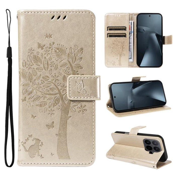 Funda para teléfono con tapa de cuero con estampado en relieve de árbol y gato, For Xiaomi 17 Max 5G, For Xiaomi 17T Pro 5G Global, For Xiaomi 17T 5G Global, For Xiaomi Poco X8 Pro Max 5G, For Xiaomi 17 Ultra, For Xiaomi 17 Pro Max, For Xiaomi 17      ...