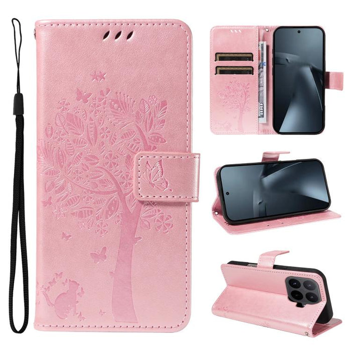 Funda para teléfono con tapa de cuero con estampado en relieve de árbol y gato, For Xiaomi 17 Max 5G, For Xiaomi 17T Pro 5G Global, For Xiaomi 17T 5G Global, For Xiaomi Poco X8 Pro Max 5G, For Xiaomi 17 Ultra, For Xiaomi 17 Pro Max, For Xiaomi 17      ...