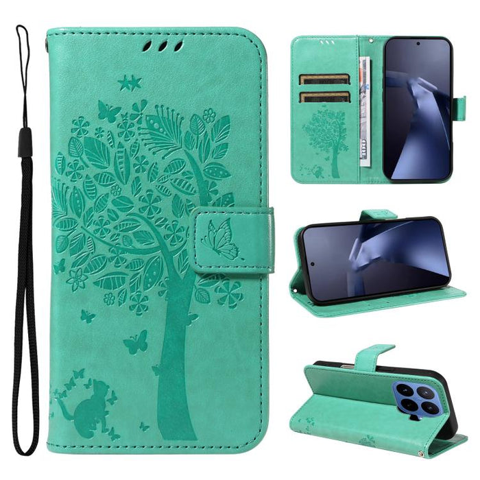 Funda para teléfono con tapa de cuero con estampado en relieve de árbol y gato, For Xiaomi 17 Max 5G, For Xiaomi 17T Pro 5G Global, For Xiaomi 17T 5G Global, For Xiaomi Poco X8 Pro Max 5G, For Xiaomi 17 Ultra, For Xiaomi 17 Pro Max, For Xiaomi 17      ...