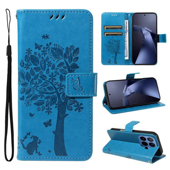 Funda para teléfono con tapa de cuero con estampado en relieve de árbol y gato, For Xiaomi 17 Max 5G, For Xiaomi 17T Pro 5G Global, For Xiaomi 17T 5G Global, For Xiaomi Poco X8 Pro Max 5G, For Xiaomi 17 Ultra, For Xiaomi 17 Pro Max, For Xiaomi 17      ...