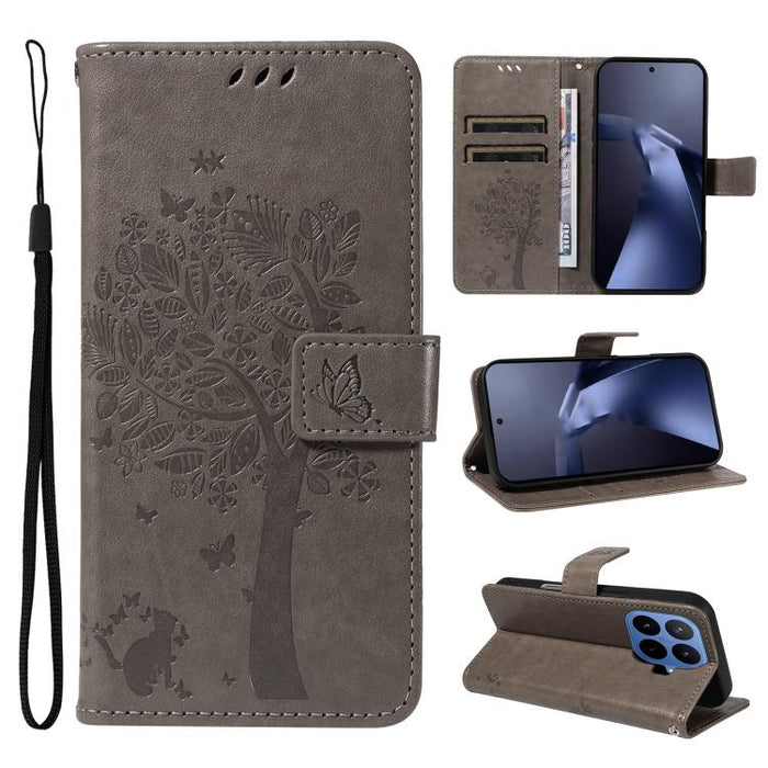 Funda para teléfono con tapa de cuero con estampado en relieve de árbol y gato, For Xiaomi 17 Max 5G, For Xiaomi 17T Pro 5G Global, For Xiaomi 17T 5G Global, For Xiaomi Poco X8 Pro Max 5G, For Xiaomi 17 Ultra, For Xiaomi 17 Pro Max, For Xiaomi 17      ...