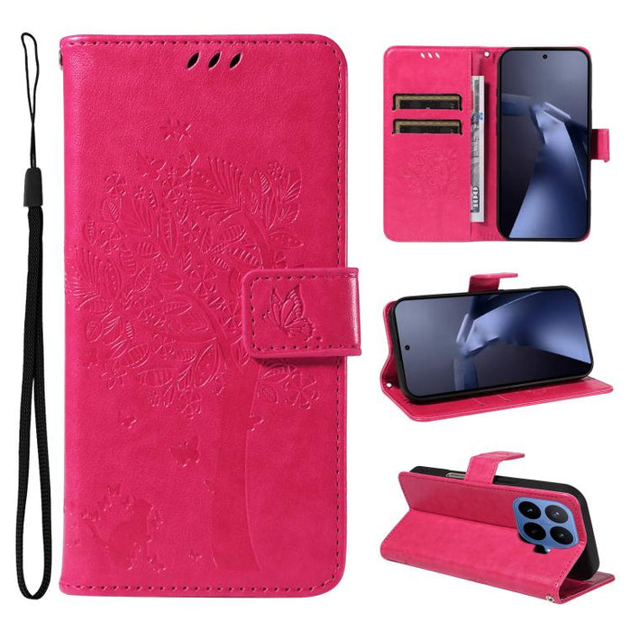 Funda para teléfono con tapa de cuero con estampado en relieve de árbol y gato, For Xiaomi 17 Max 5G, For Xiaomi 17T Pro 5G Global, For Xiaomi 17T 5G Global, For Xiaomi Poco X8 Pro Max 5G, For Xiaomi 17 Ultra, For Xiaomi 17 Pro Max, For Xiaomi 17      ...