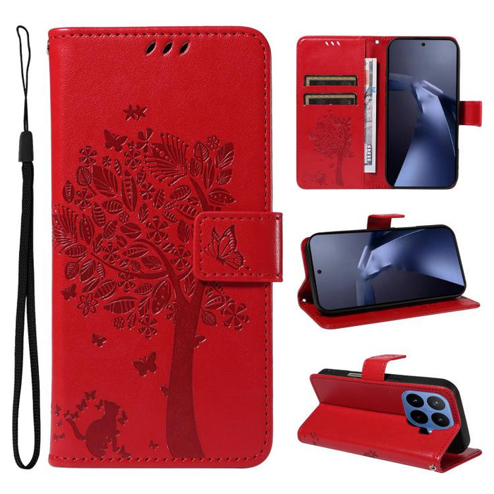 Funda para teléfono con tapa de cuero con estampado en relieve de árbol y gato, For Xiaomi 17 Max 5G, For Xiaomi 17T Pro 5G Global, For Xiaomi 17T 5G Global, For Xiaomi Poco X8 Pro Max 5G, For Xiaomi 17 Ultra, For Xiaomi 17 Pro Max, For Xiaomi 17      ...