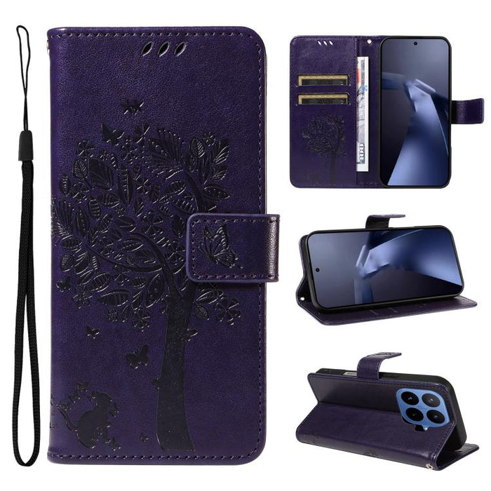 Funda para teléfono con tapa de cuero con estampado en relieve de árbol y gato, For Xiaomi 17 Max 5G, For Xiaomi 17T Pro 5G Global, For Xiaomi 17T 5G Global, For Xiaomi Poco X8 Pro Max 5G, For Xiaomi 17 Ultra, For Xiaomi 17 Pro Max, For Xiaomi 17      ...