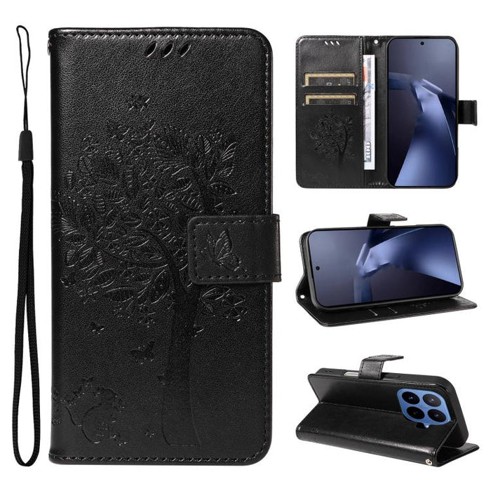 Funda para teléfono con tapa de cuero con estampado en relieve de árbol y gato, For Xiaomi 17 Max 5G, For Xiaomi 17T Pro 5G Global, For Xiaomi 17T 5G Global, For Xiaomi Poco X8 Pro Max 5G, For Xiaomi 17 Ultra, For Xiaomi 17 Pro Max, For Xiaomi 17      ...