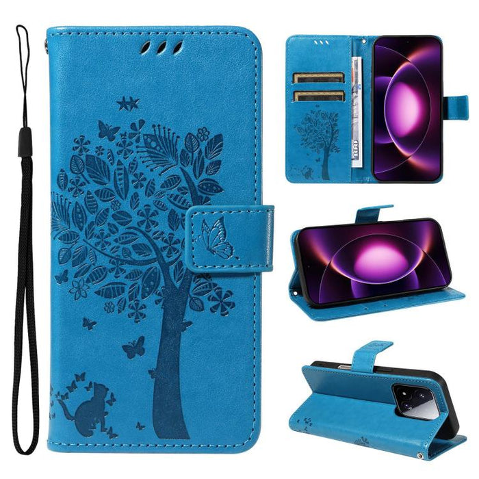 Funda para teléfono con tapa de cuero con estampado en relieve de árbol y gato, For Xiaomi 17 Max 5G, For Xiaomi 17T Pro 5G Global, For Xiaomi 17T 5G Global, For Xiaomi Poco X8 Pro Max 5G, For Xiaomi 17 Ultra, For Xiaomi 17 Pro Max, For Xiaomi 17      ...