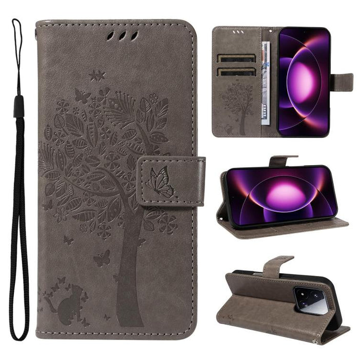 Funda para teléfono con tapa de cuero con estampado en relieve de árbol y gato, For Xiaomi 17 Max 5G, For Xiaomi 17T Pro 5G Global, For Xiaomi 17T 5G Global, For Xiaomi Poco X8 Pro Max 5G, For Xiaomi 17 Ultra, For Xiaomi 17 Pro Max, For Xiaomi 17      ...