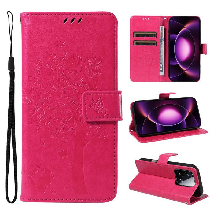Funda para teléfono con tapa de cuero con estampado en relieve de árbol y gato, For Xiaomi 17 Max 5G, For Xiaomi 17T Pro 5G Global, For Xiaomi 17T 5G Global, For Xiaomi Poco X8 Pro Max 5G, For Xiaomi 17 Ultra, For Xiaomi 17 Pro Max, For Xiaomi 17      ...
