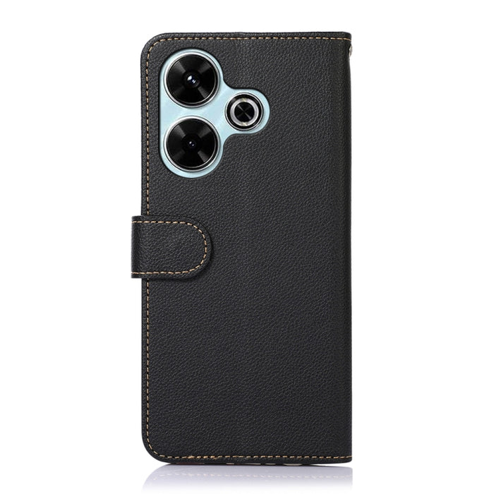 KHAZNEH Funda para teléfono RFID de cuero con textura Litchi, For Xiaomi Redmi 13 4G