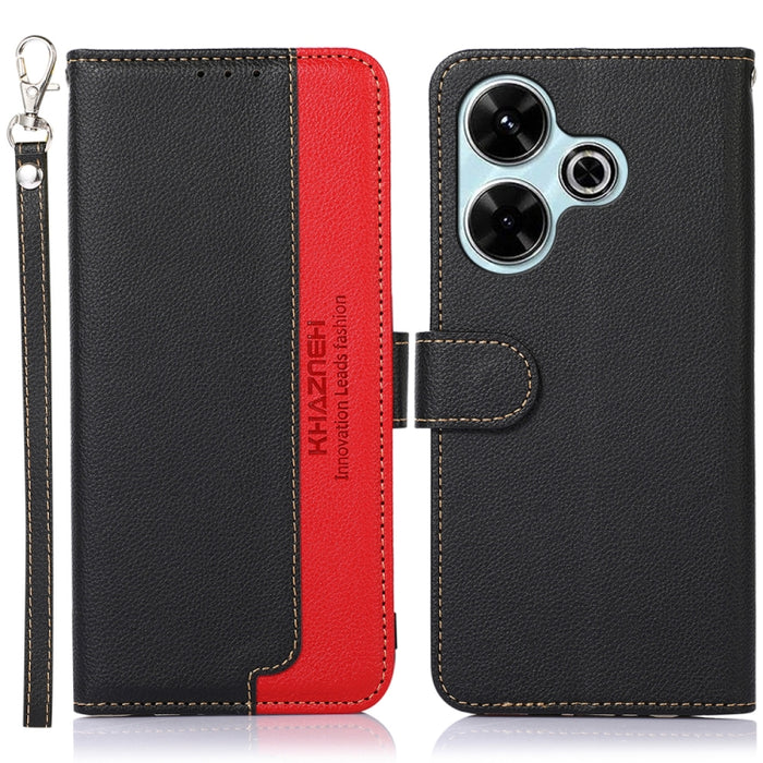 KHAZNEH Funda para teléfono RFID de cuero con textura Litchi, For Xiaomi Redmi 13 4G