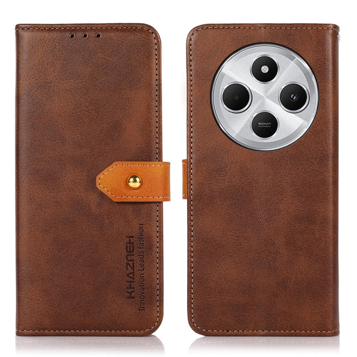 Funda de cuero con tapa para teléfono con textura de piel de vaca KHAZNEH, For Redmi 14 4G, For Xiaomi Redmi 13 4G