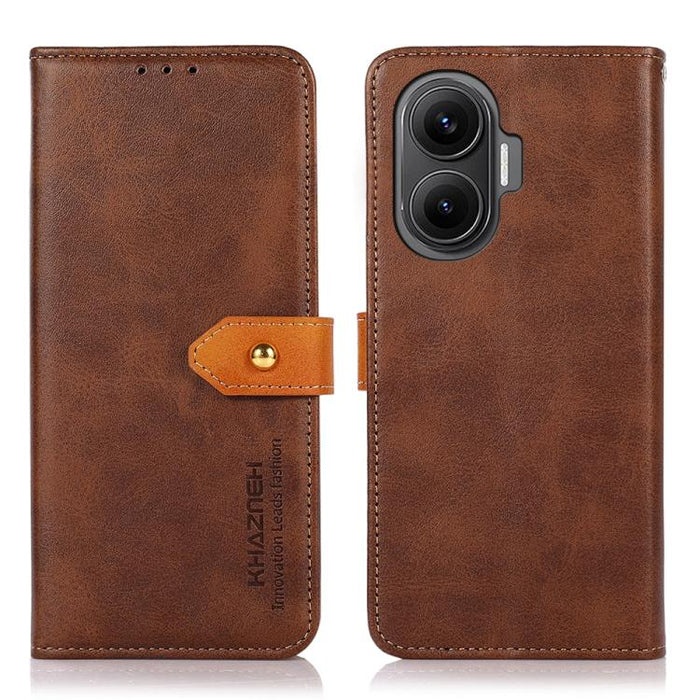 Funda de cuero con tapa para teléfono con textura de piel de vaca KHAZNEH, For Redmi 14 4G, For Xiaomi Redmi 13 4G