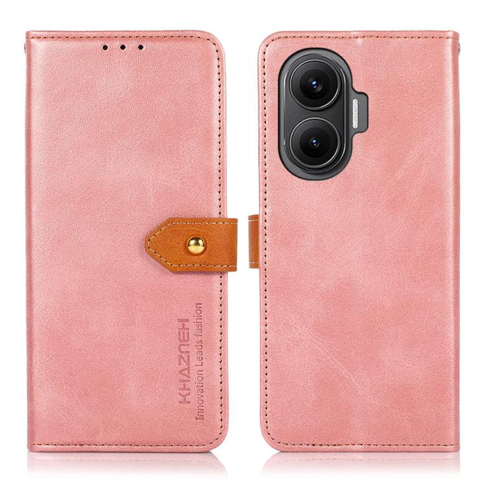 Funda de cuero con tapa para teléfono con textura de piel de vaca KHAZNEH, For Redmi 14 4G, For Xiaomi Redmi 13 4G