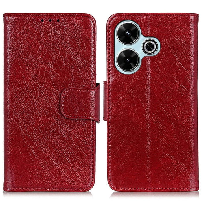 Funda para teléfono de cuero con tapa horizontal con textura de napa, For Redmi 14C 4G, For Xiaomi Redmi 13 4G