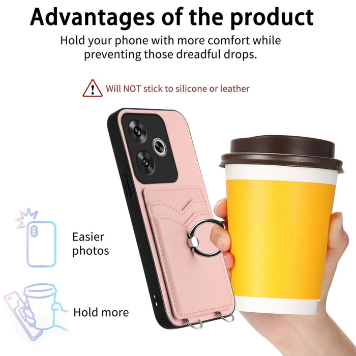 Estuche para teléfono con tarjetero y anillo de cuerda cruzada R20, For Xiaomi Redmi Turbo 3, For Xiaomi Redmi A3 4G Global, For Xiaomi Redmi Note 13 Pro 4G Global, For Xiaomi Redmi Note 13 4G Global, For Xiaomi Redmi 13C 5G / 13R                      ...