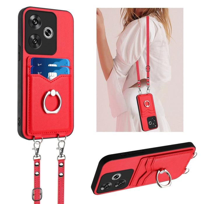Estuche para teléfono con tarjetero y anillo de cuerda cruzada R20, For Xiaomi Redmi Turbo 3, For Xiaomi Redmi A3 4G Global, For Xiaomi Redmi Note 13 Pro 4G Global, For Xiaomi Redmi Note 13 4G Global, For Xiaomi Redmi 13C 5G / 13R                      ...