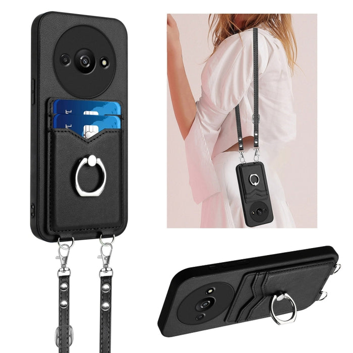 Estuche para teléfono con tarjetero y anillo de cuerda cruzada R20, For Xiaomi Redmi Turbo 3, For Xiaomi Redmi A3 4G Global, For Xiaomi Redmi Note 13 Pro 4G Global, For Xiaomi Redmi Note 13 4G Global, For Xiaomi Redmi 13C 5G / 13R                      ...