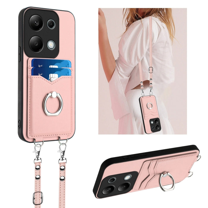 Estuche para teléfono con tarjetero y anillo de cuerda cruzada R20, For Xiaomi Redmi Turbo 3, For Xiaomi Redmi A3 4G Global, For Xiaomi Redmi Note 13 Pro 4G Global, For Xiaomi Redmi Note 13 4G Global, For Xiaomi Redmi 13C 5G / 13R                      ...